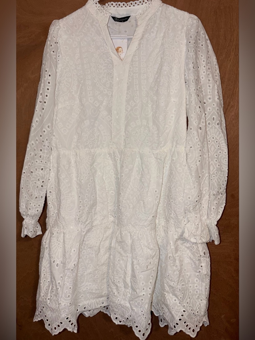 White Eyelet Tiered Mini Dress